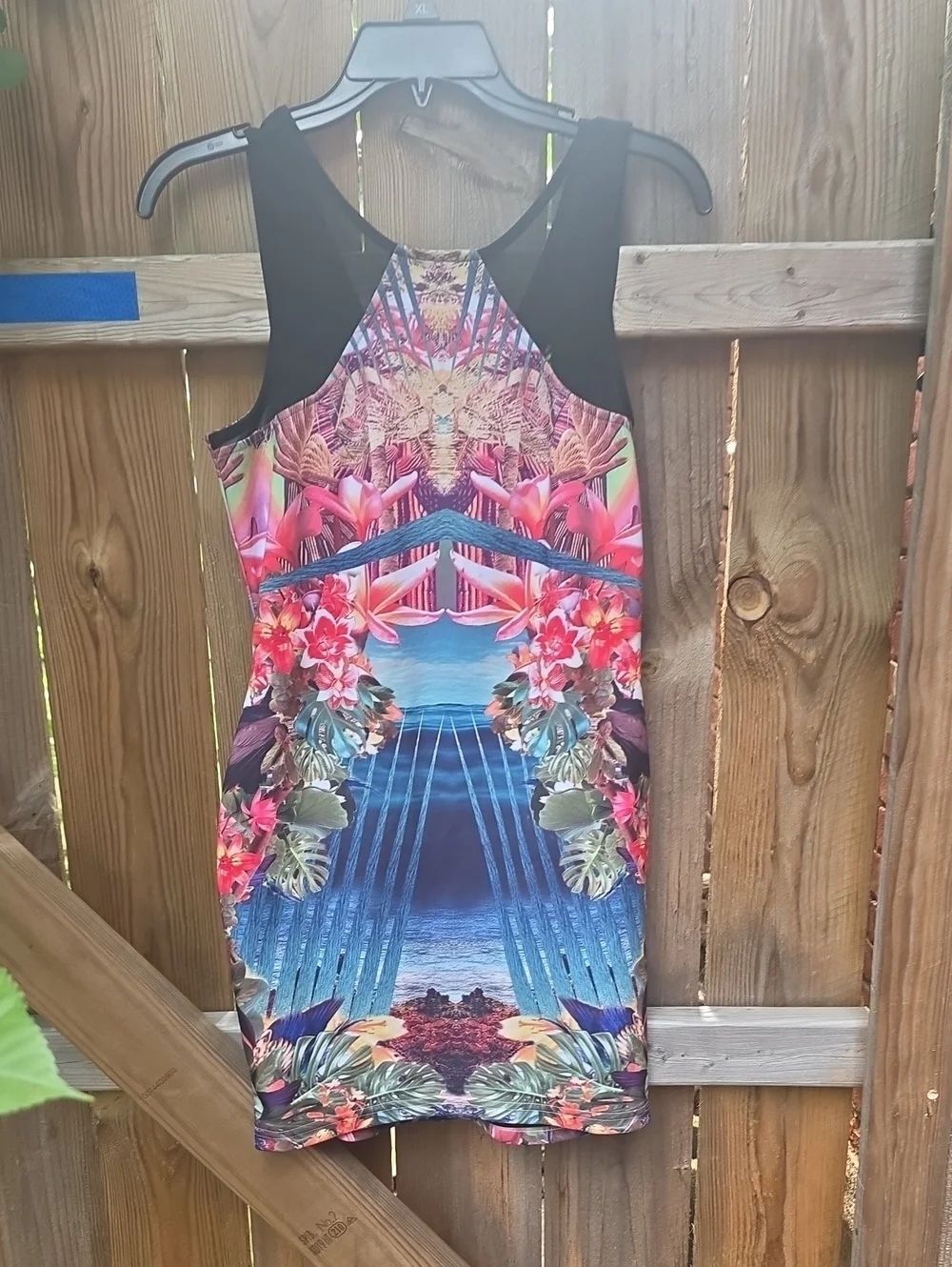 Floral Tropical Print Bodycon Dress in Multicolor